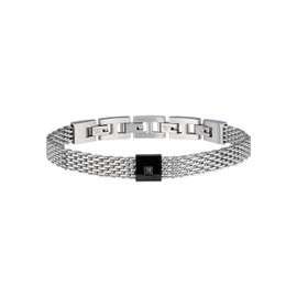 Breil Black Diamond TJ2955 Men's Stainless Steel Bracelet with Silver Diamond with Folding Clasp Length 22 cm, Stainless Steel, Diamond