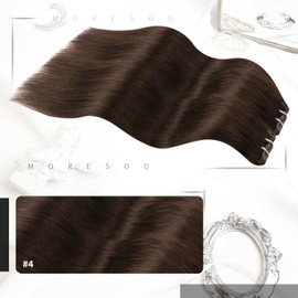 Moresoo Human Hair Extensions Clip in Brown Real Hair Clip in Hair Extensions 20 Inch Dark Brown Clip in Human Hair Extensions 7 Pieces/120g #4