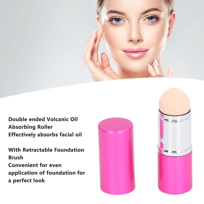 2 in 1 Oil Absorbing Volcanic Face Roller Retractable Foundation