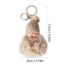 Tadipri 2-Piece Baby Doll Key Ring Sleeping Baby Doll Plush Key Ring Pom Pom Fluffy Key Ring Hanging Pendant, multicoloured