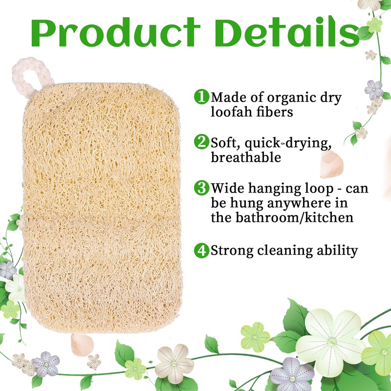 10 PCS Natural Sponges for Dishes, Loofah Dish Sponge for