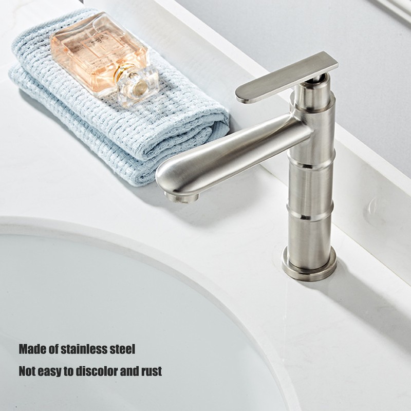 Bamboo Shape Stainless Steel Basin Faucet Cold Water Sink Faucet