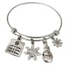 Winter Snowflake Charm Bracelet - Stainless Steel Bangle with Snowman