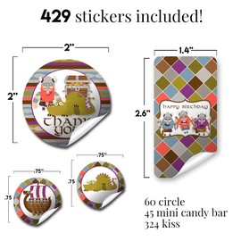 Calling All Vikings Viking Themed Birthday Party Sticker Bundle Kit - 429 pieces!!! Includes 60 2" Circle Stickers for Favors & Goodie Bags, 45 Mini Candy Bar Wrappers & 324 Round Candy Kiss Stickers