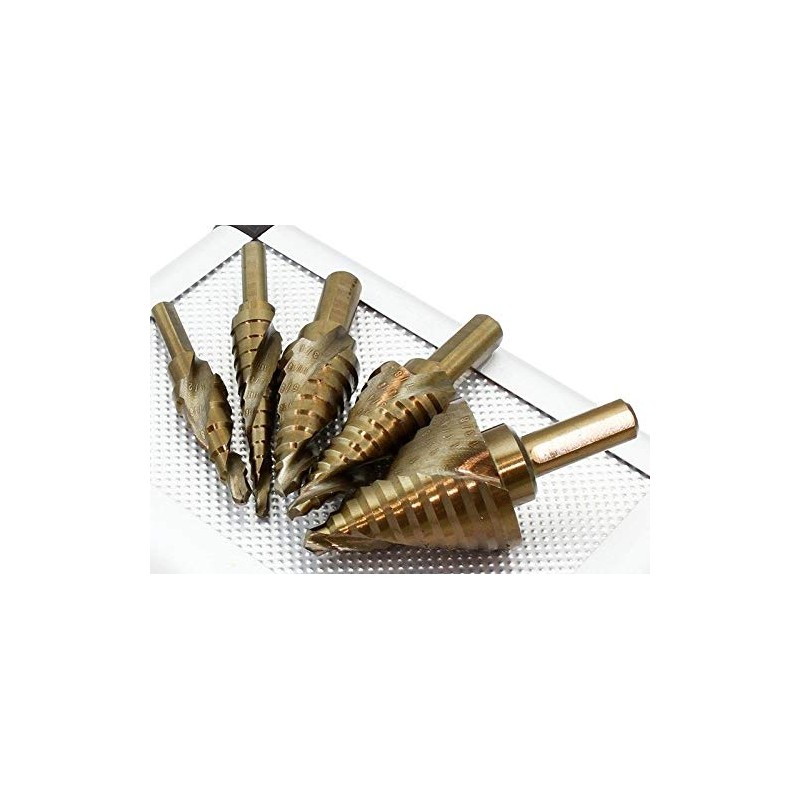 Stark 5-Piece Set SAE Spiral Grooved Step Drill Bit Set,