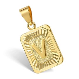Hermah Initial A-Z Alphabet Capital Letter Pendant Necklace For Men Women Golden Color 3mm Stainless Steel Twisted Rope Link Chain Jewelry Daily Wear:_V_20inch
