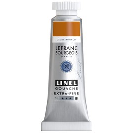 Lefranc & Bourgeois 301212 Linel Gouache Extra Fine and Smooth Watercolours with Maximum Colour Intensity, Luminosity for Streak-Free Application, 14 ml Tube - Monaco Yellow