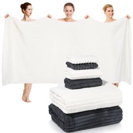 Mindsoft 6 Pcs Extra Large Bath Towel Set 40 x 80 Inch Oversized Bath Sheets for Adults Quick Dry Soft Luxury Jumbo Towel Sets for Bathroom Hotel Spa Collection