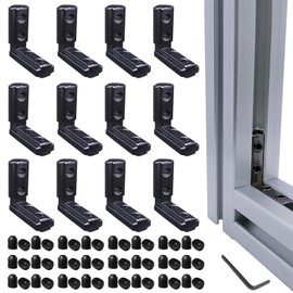 12 Sets Black 1010 Series Aluminum Extrusion L-Shape Inside Corner Connectors,12pcs 1010 Extruded Aluminum Profile L Bracket with Screws and Wrench, for 1010 Extrusion Profile Accessories