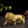 STCREE Fengshui Brass Lion Statue Handmade Modern Gold Figurine Home
