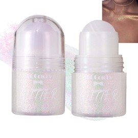 EONFAVE 2pcs Liquid Roll-On Body Glitter Gel, Hair Glitter Gel, Glitter Face Paint Holographic, Long Lasting (#02)