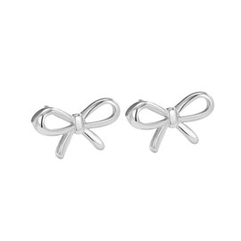 Fajewellery Bow Earrings, 925 Silver Bow Stud Earrings Bow Earrings for Women Girls, Silver