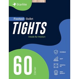 Starlite 60 Denier Footed Ballet Tights (UK, Age 7-9, Pink)