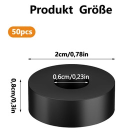 SVUPUE Thick Rubber Spacers, Pack of 50 Rubber Washers, 2 cm Outer Diameter, 0.6 cm Inner Diameter, 0.8 cm Thickness, Black
