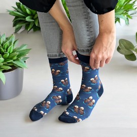 Tindo Colourful Socks with Motif Funny Crazy Socks for Men and Women Gift Socks Unisex One Size UK 3-9 Crew Socks 1 Pair, otter