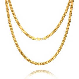 Waitsoul 925 Sterling Silver Cuban Chain Lobster Clasp 4mm 18k Gold Over Cuban Curb Link Chain Necklace for Women Men Diamond Cut 16-30 Inches(20)