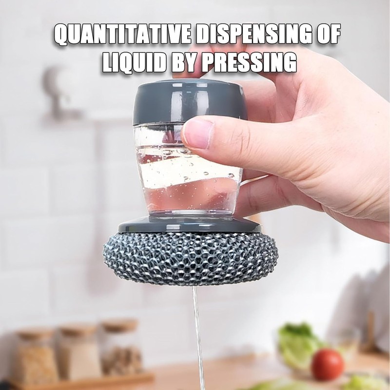 2026 Upgrade Comfort Grip Soap Dispensing Kitchen Scrub Brush, Non-Slip