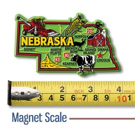 Nebraska Colorful State Magnet by Classic Magnets, 3.9" x 2.3", Collectible 3D Rubber Vintage-Style Souvenirs and Gifts Made in The USA