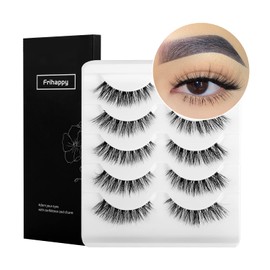 False Eyelashes Wispy Natural Look Lashes 5 Pairs Soft Faux Mink Lashes 3D 6D Volume Fluffy Frihappy Fake Eyelashes Packs DW4