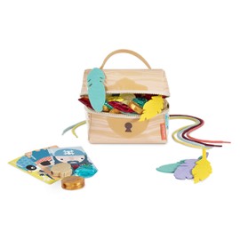 Miniland Necklaces Treasure. Pirate Chest with 32 Pieces, 4 Cotton Cords and 6 Template Cards which Promotes to Boost Children Imagination