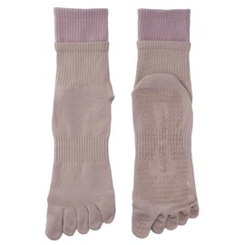 ZI-ZI (Instructor Recommended) Yoga Socks, Women's, 5-Toe Socks, Anti-slip, Pilates, Fitness, Socks, Double Calf, Layered Style, Stylish, 11 Colors Available, pink/purple, 22.0-24.0 cm