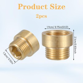 2Pcs Shower Head Extension Arm Shower Head Adapter, Brass G1/2 Male to G1/2 Female Showers Heads Extender Thread 20mm Length Pipe Fitting