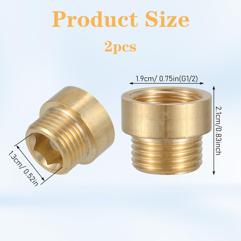 2Pcs Shower Head Extension Arm Shower Head Adapter, Brass G1/2