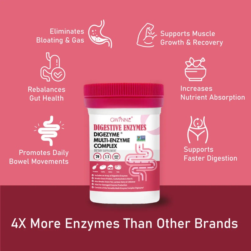 Gwynne Enzimas Digestivas - 13 Enzimas 400mg Para Salud Digestiva