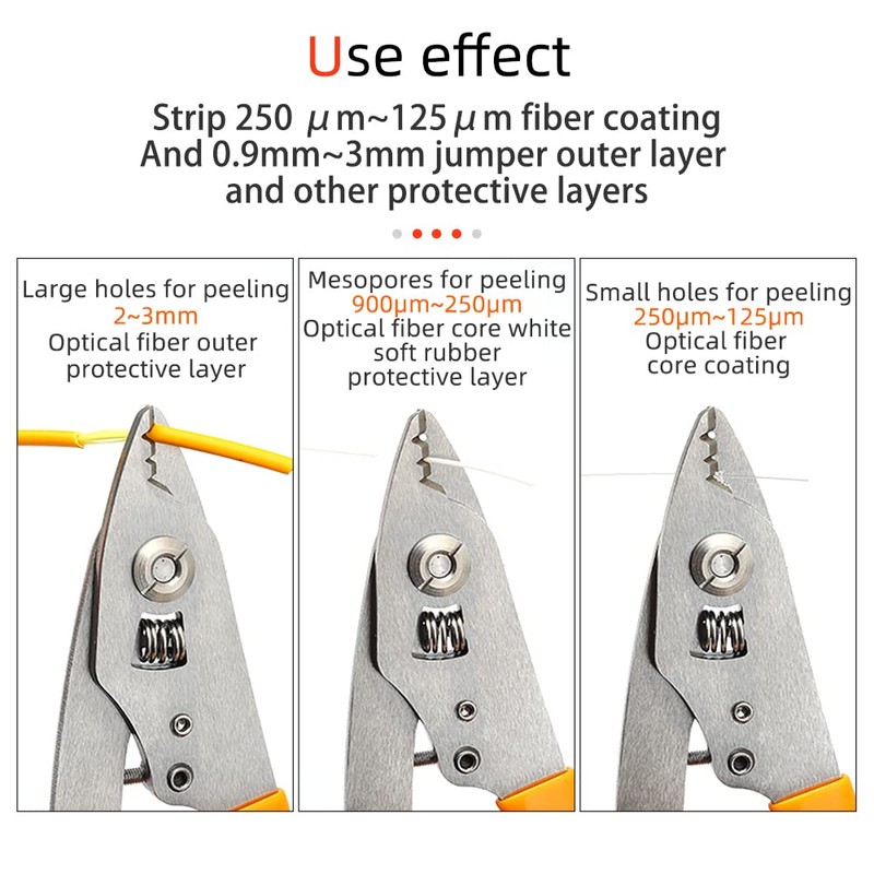 Fiber Optic Cable Stainless Steel Stripper Tool Three Hole Pigtail