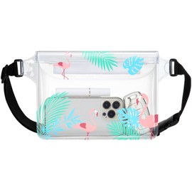 F-color Waterproof Fanny Pack - Waterproof Phone Pouch with Waist Strap - Cruise Essentials Must Haves Waterproof Pouch Dry Bag Keep Phone Valuables Safe for Beach Kayaking Boating Fishing, Flamingo