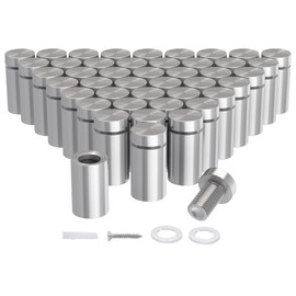 LuckIn 50-Pack Standoff Screws (1/2 in. Dia x 3/4 in. L), Stainless Steel Standoff Mounting Hardware for Acrylic Signs, Silver