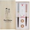 Ishida Dishwasher Safe Chopsticks with Paulownia Case, Chopsticks Rest, Champagne
