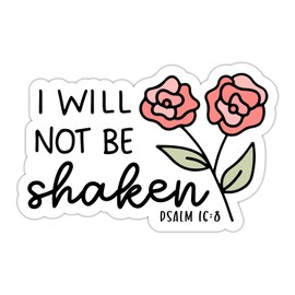 ZURRAM Christian Faith Sticker, Vinyl Waterproof Psalm 16:8 Bible Verse Quotes Sticker, Jesus I Will Not Be Shaken Sticker Decal for Laptop Water Bottle Journal