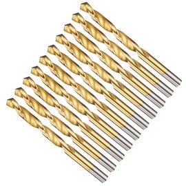 METALLIXITY 7.938mm Drill Bit (5/16") 10Pcs, 4241 High-Speed Steel Straight Shank Titanium Nitride (TiN) Coated 118° for Wood Plastic Iron Copper Aluminum Low Soft Metal