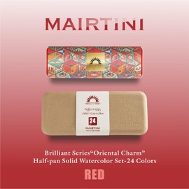 Mairtini Academy Grade Brilliant Series “Oriental Charm” Half-pan Solid Watercolor Paint 24 Colors Set with Red Iron Case