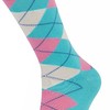 Mysocks Unisex Knee High Long Socks Argyle Mint Base Pink