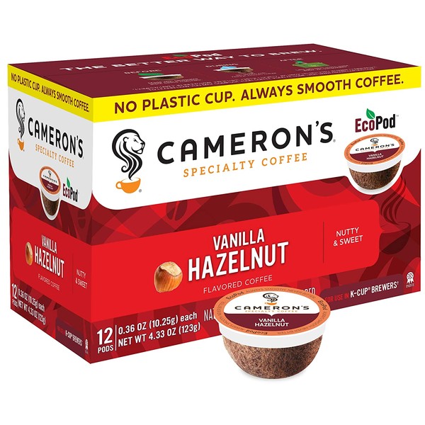 Cameron's Coffee Single Serve Pods, Flavored, Vanilla Hazelnut, 12 Count (Pack of 6)