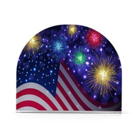 American Flag Fireworks Napkin Holder for Table Patriotic Memorial Day Napkin Dispenser U Shape Napkins Serviette Holders Shelf for Kitchen Dining Room Table Decor