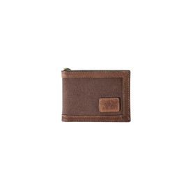 ARIAT Men's Canvas Bifold Money Clip Wallet with Leather Border