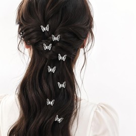 40 Pcs Small Butterfly Hair Clips for Hair, Silver Mini Hollow Metal Claw Clips Strong Hold Non-Slip Alloy Hair Accessories for Women
