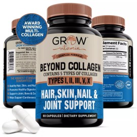 Grow Vitamin Collagen 1800mg Supplement for Healthy Skin Joints Hair Nails Bones