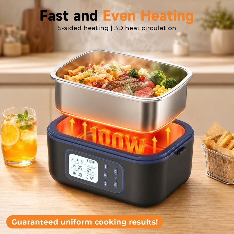 FYY Cordless Electric Lunch Box for Adults with APP Control,