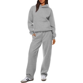 XIEERDUO Plus Size Sweatsuits for Women 2024 Womens 2 Piece Outfits Oversized Sweatshirts Hoodie Sweat Pants with Pockets Airport Lounge Sets Grey 2XL