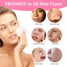Abeillo 300Pcs Soft Facial Sponges, Round White Cotton Face Washing Sponge Pads, Modern Style, Wood Pulp Material, For Daily Cleansing and Makeup Removal