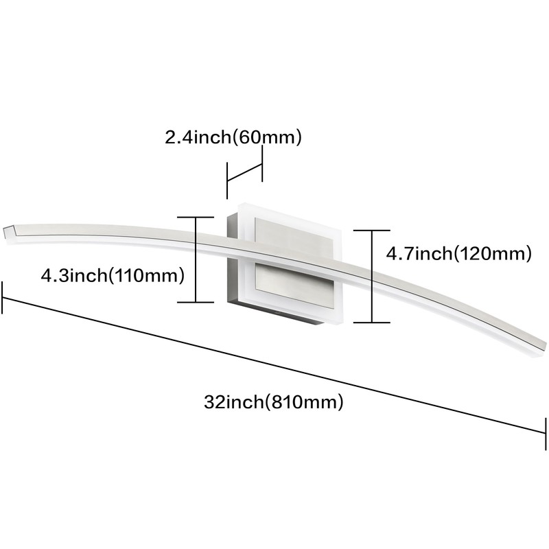 PRESDE 32inch LED Bathroom Light Fixtures Over Mirror Modern Brushed