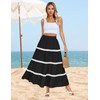 Kate Kasin Black Long Skirt for Women Tiered Maxi Skirt