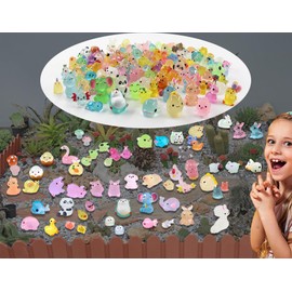 SparkleFab Mini Resin Animals Variety Pack 200 Pcs Luminous Tiny Animals Bulk Glow in The Dark Fairy Garden Miniatures with Tiny Ducks to Hide Around The Home