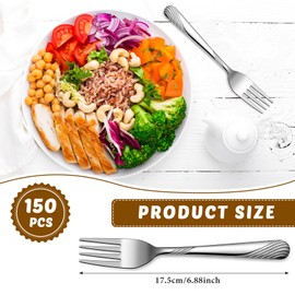 Minatee 150 Pcs Dinner Forks Bulk Set 6.9 Inches Stainless Steel Forks Silverware Flatware Fork Salad Forks Table Fork Mirror Polished for Home Kitchen Restaurant Eating Silverware Utensils