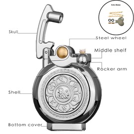 Kerosene Vintage Antique Soft Flame Lighter for Collection-Decorative-Gift-Present(Silver)