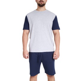 Sleepdown Men's Pyjamas Set Pajama, Grey Navy, S